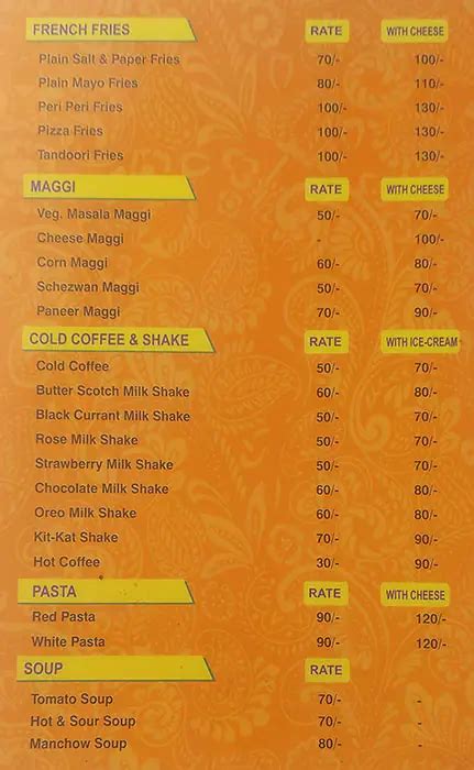 Menu at Indian Sandwich & Pizza Center, Udaipur