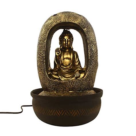 ZHADE Black Ployresin Buddha Water Fountain with Blue Led Light & Water ...