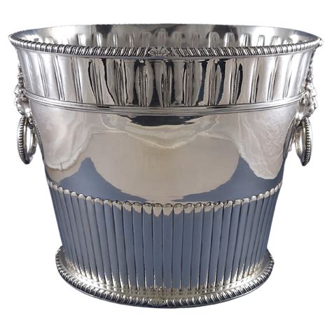 Large Sterling Silver Champagne Bucket lions head For Sale at 1stDibs