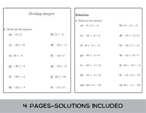 Division Integers Worksheet Divide Integers Lesson Plans & Worksheets