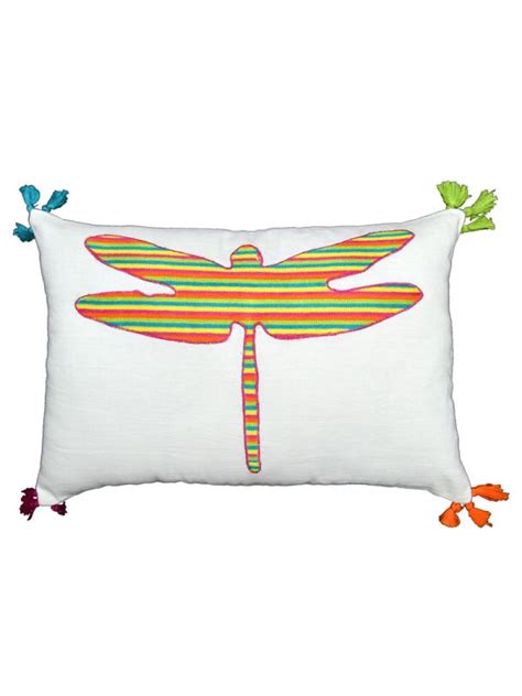 Embroidered cushion cover | Buy dragonfly cushion cover | Kalpané