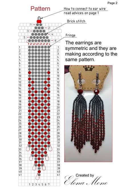 Brick stitch free pattern PDF Fringe earrings "Garnet" pattern. Beaded ...