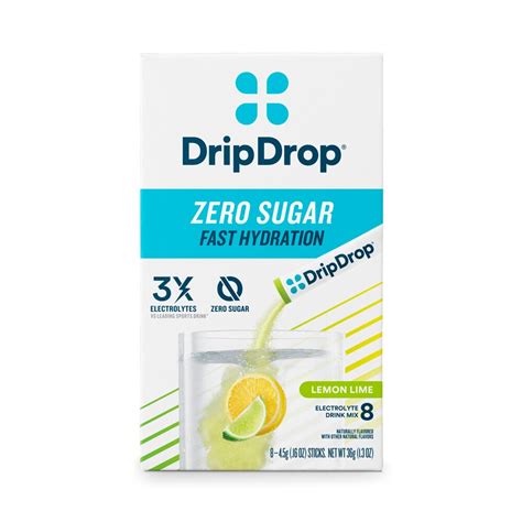 DripDrop Zero Lemon Lime -- 8 Sticks - Vitacost