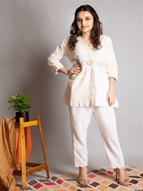 Chikankari Co-Ord Set - Off-White - Chikankari Two Piece Sets – Charkha ...