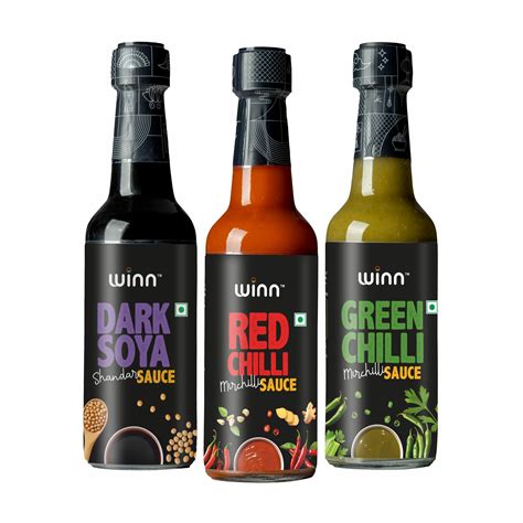 Buy Winn Red Chilli Sauce 200g, Green Chilli Sauce 200g, Dark Soya ...