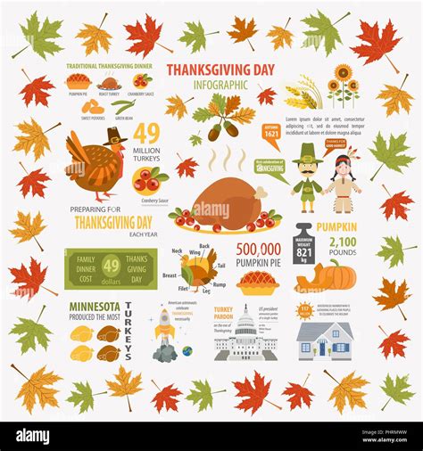 Thanksgiving day, interesting facts in infographic. Graphic template ...