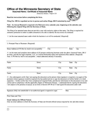 MN Certificate Of Assumed Name 2016 - Fill and Sign Printable Template ...