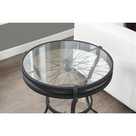 Hammered Black Accent Table with Tempered Glass | Overstock.com ...