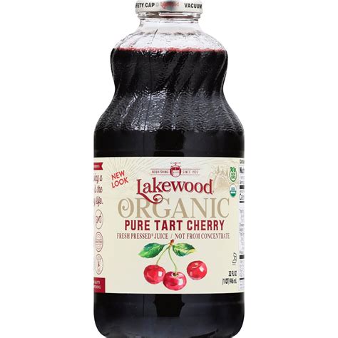 Lakewood Organic Unsweetened Tart Cherry Juice, 32 Fl Oz, Natural ...