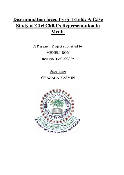 Gender Discrimination Issues Faced by the Girl Child: A Case Study ...