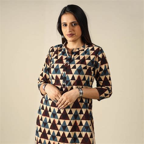 Ajrakh Block Printed Cotton Straight Kurta for Women – iTokri आई.टोकरी
