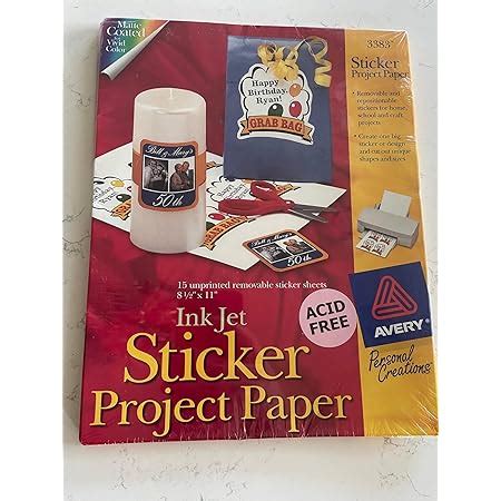 Avery Sticker Project Paper, White, 8.5 x 11 Inches, Pack of 15 (03383 ...