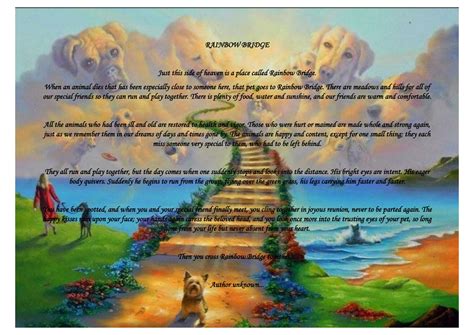 Rainbow Bridge Poem Pet DOG Loss Memorial Bereavement Colour Picture ...
