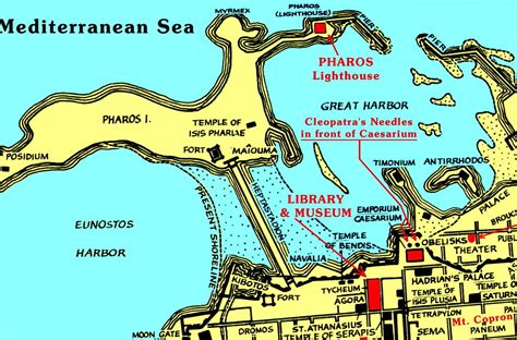 Map detailing the general location of the ancient Library of Alexandria, Egypt in relation the ...