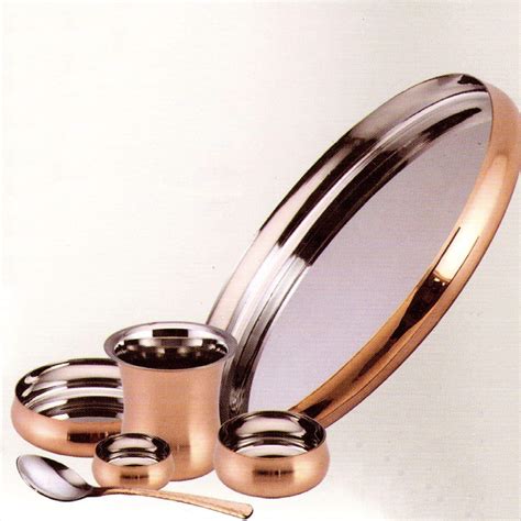 Craftsman Indian Dinnerware set of -1 thali set Stainless Steel Copper ...