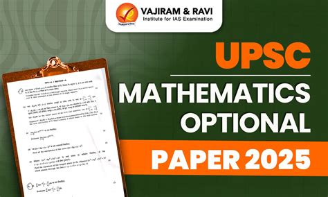 UPSC Mathematics Optional Paper 2025 Out, Download Paper 1 PDF