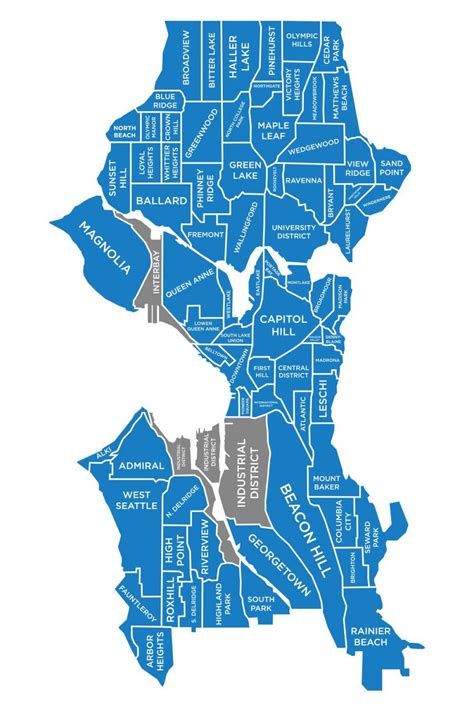 West Seattle Neighborhoods Maps SEATTLE City Center Foldout Travel Map