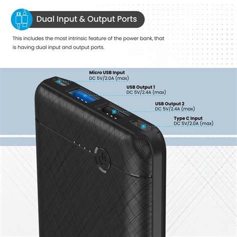 Portronics Power Brick II - 10000 mAh, 2.4A 12W Slim Power Bank with ...
