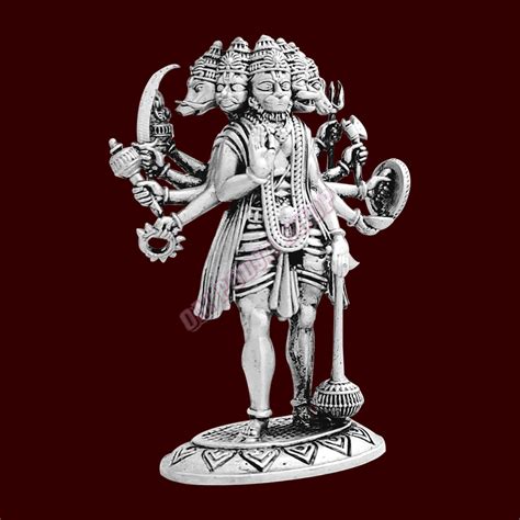 Panch Mukhi Hanuman with Standing Posture Idol in 925 Silver