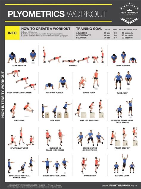 Plyometrics High Intensity Workout - Laminated Poster / Chart For ...