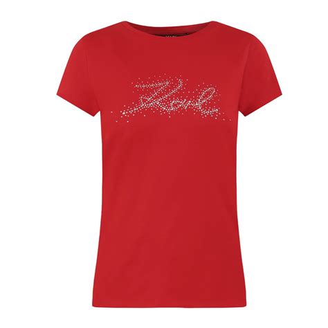 Buy Karl Lagerfeld Women Red Rhinestones KARL T-shirt Online - 812610 ...