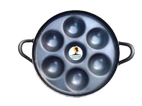 Buy CHILLATAI Treditional Iron 7 Cavity Kuli Appam Patra/Paniyaram Pan ...
