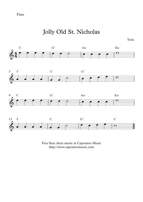 Easy Sheet Music For Beginners: Jolly Old St. Nicholas - Free easy ...