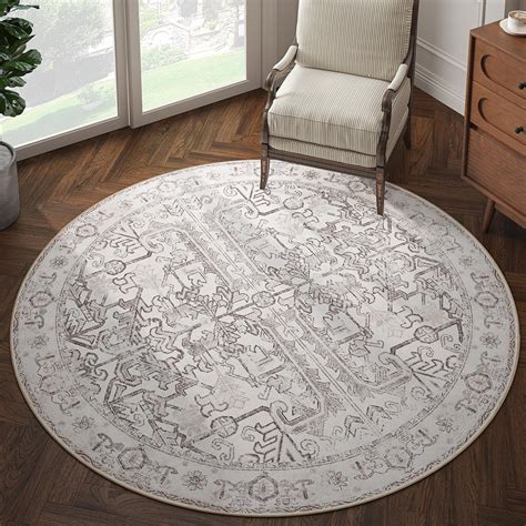Amazon.com: jinchan Round Rug 6ft Vintage Machine Washable Area Rug ...