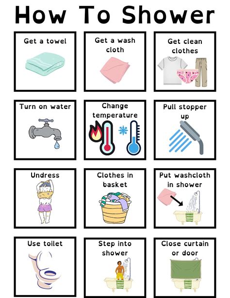How to Shower Prompt - Visual Schedule for Autism - Lifeskills PEC Board - Etsy