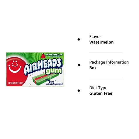 Buy Airheads Candy, Chewing Gum, Watermelon Flavor, Sugar Free, Xylitol ...