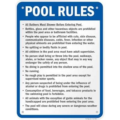 SmartSign 24 x 18 inch Pool Rules - Must Shower, No India | Ubuy