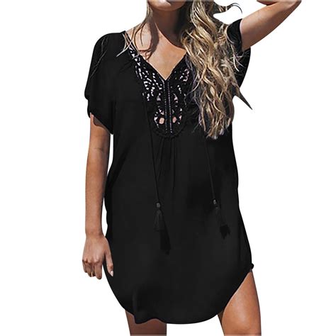 qolati Womens Swimsuit Coverups Boho Lace V Neck Swimsuit Bathing Suit ...