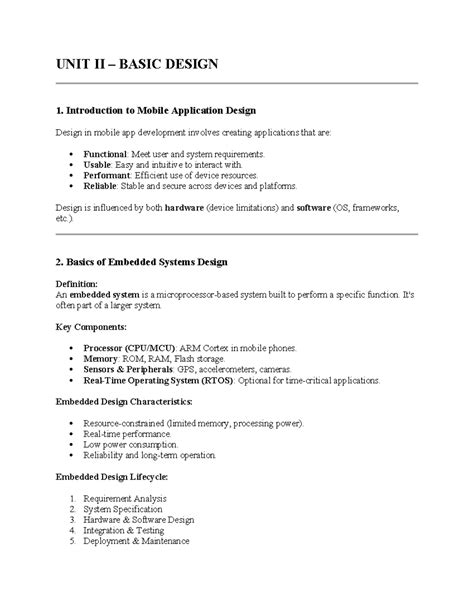 Mobile App Design & Embedded Systems - Unit II Notes - Studocu
