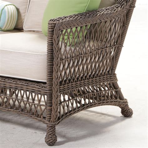 Frontgate "Hampton" Resin Wicker Patio Sofa in Driftwood Finish | EBTH