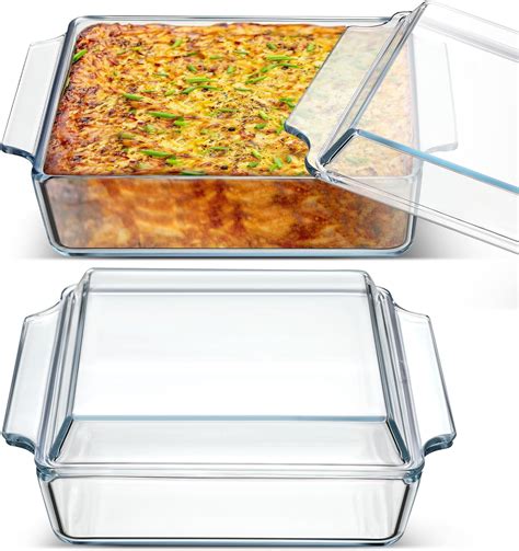 Amazon.com: Tioncy 4 Pieces 1.9 Quarts 9 Inch Square Glass Casserole ...