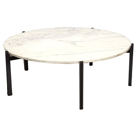 Round Leather Coffee Table at 1stDibs