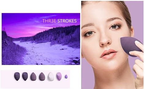 THR3E STROKES Makeup Sponge Set Beauty Blender with Egg Case, Soft ...