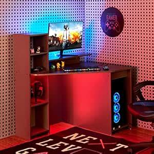 Home Centre Champion Brown Solid Engineered Wood Corner Gaming Desk ...