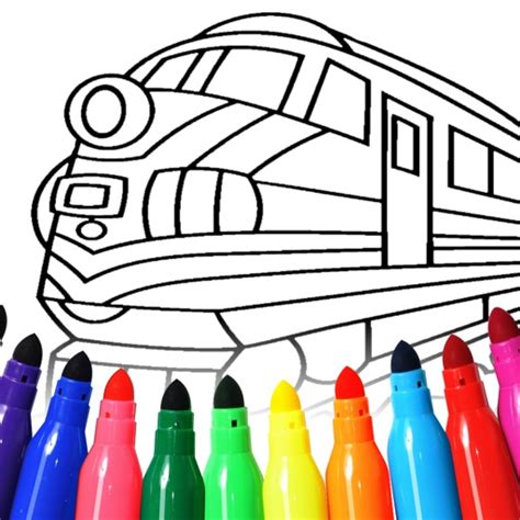 Trains coloring pages by 2 Monkeys