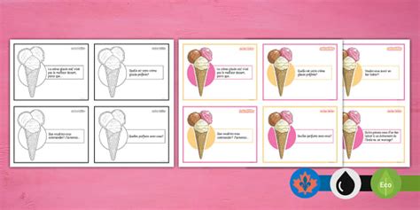 French-Language Ice Cream Truck Conversation Prompt Cards