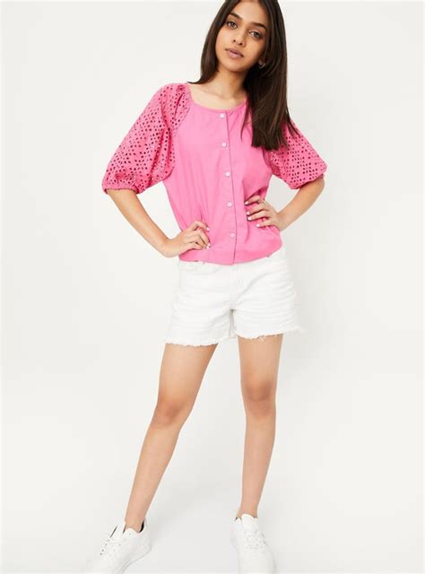 Buy Girls Schiffli Sleeve Top Online at just Rs. 499.0 - 1000013271366 ...