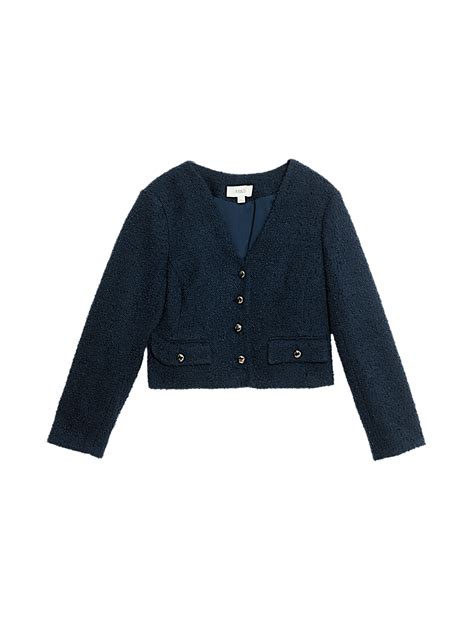 Buy V Neck Fringe Tweed Jacket at Marks & Spencer