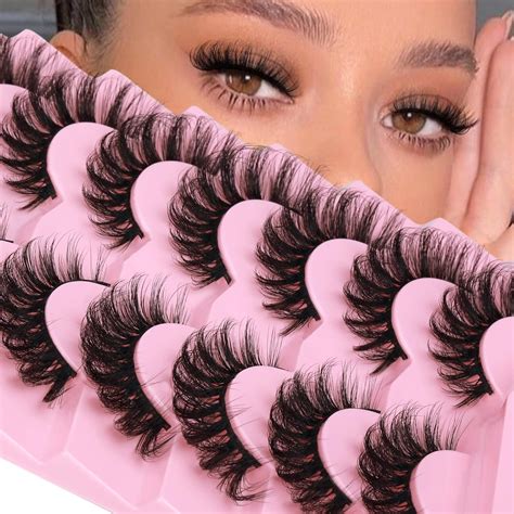 JIMIRE Mink Lashes Wispy Fluffy Cat Eye Lashes 6D Volume Pestañas False ...