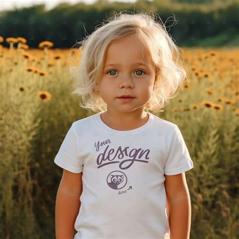 Outdoor Toddler Girl White T Shirt Mockup, White Shirt Mockup, Bella ...