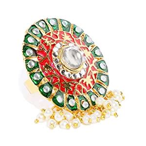 ZAVERI PEARLS Gold Tone Embellished With Pearls Adjustable Finger Ring ...