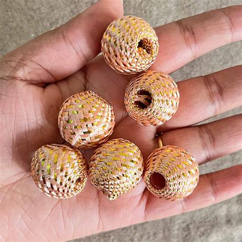 Light Peach Color Silk Thread Weaving Beads Pack Of 20 – Adikala ...