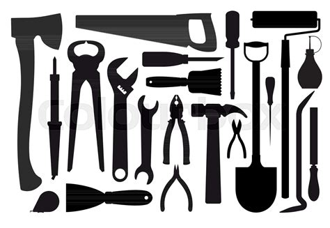 Big set of silhouettes of workers tools | Stock vector | Colourbox