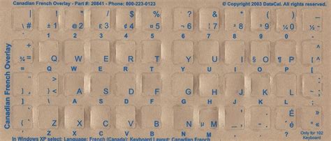 DataCal Canadian-French Blue Characters Keyboard Stickers Labels ...