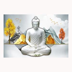 Lord Buddha 3d Wallpaper | Buddha Poster Sparkle Coated Self Adhesive ...