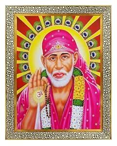 Koshtak Shirdi Saibaba Golden Synthetic wood Frame With Lamination ...